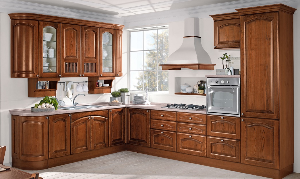 Classic brown wood kitchen