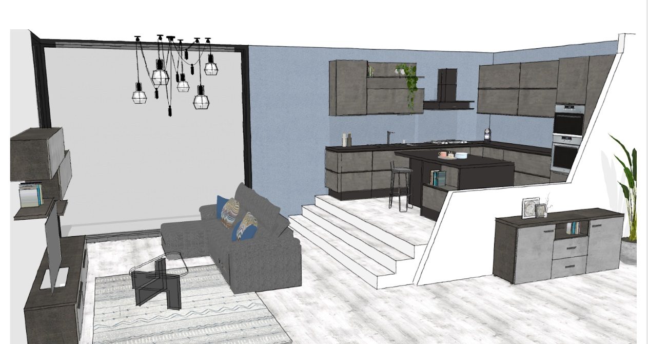 Cucina soggiorno open space 30 mq