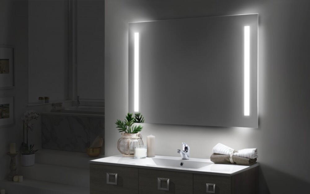 Specchio con LED verticali Edera