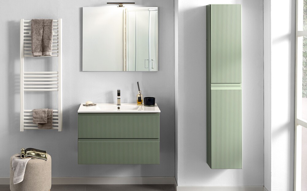 Bagno stile nordico componibile sospeso Rigato