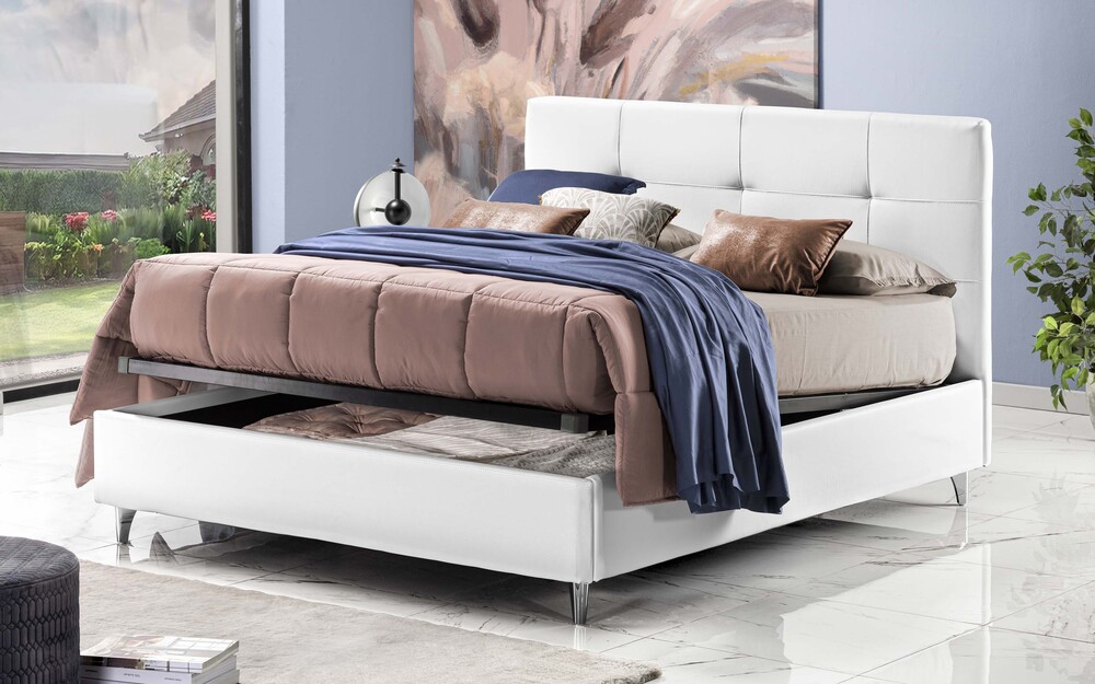  Letto matrimoniale contenitore Big Town con piedini per pulizia sotto il letto