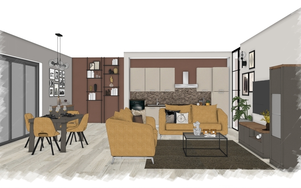 Progetto d'arredo per cucina e soggiorno open space - Mondo Convenienza